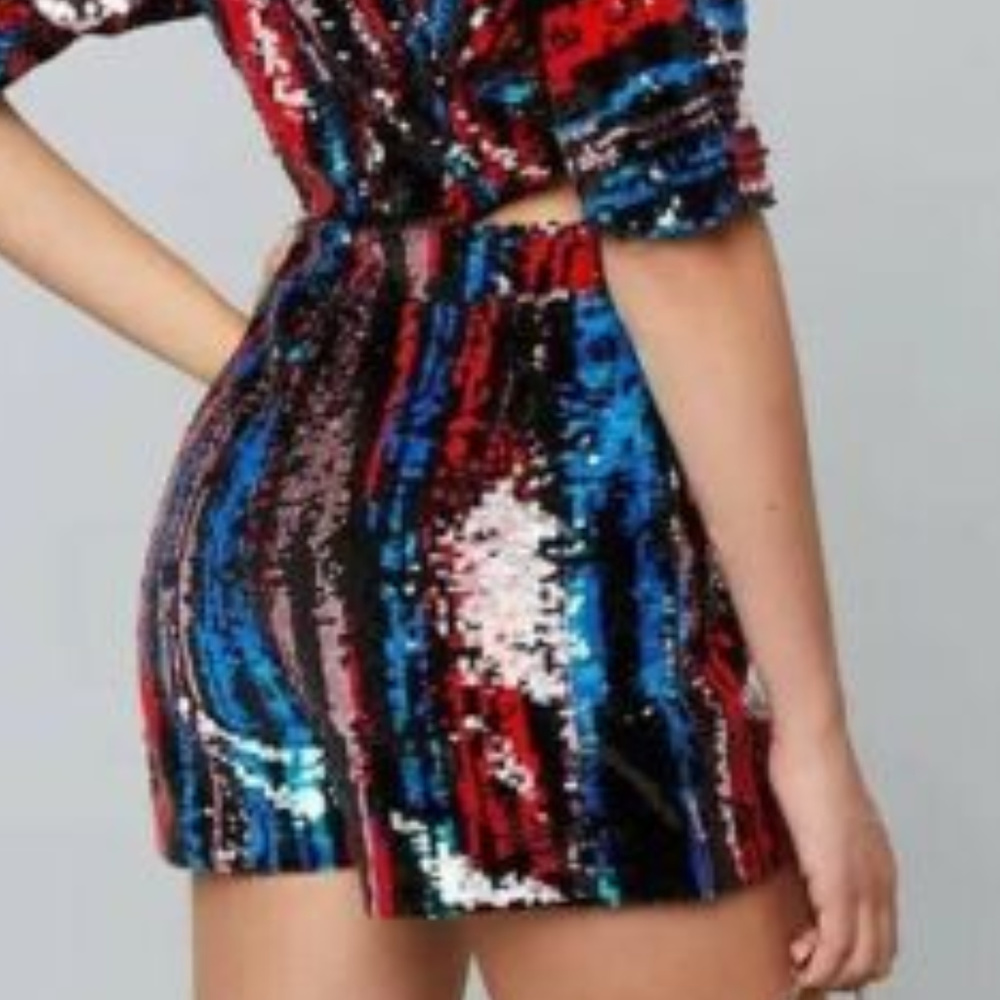 💋 bebe multi color sequin multicolor romper 2 new RARE 💋 - Picture 7 of 7